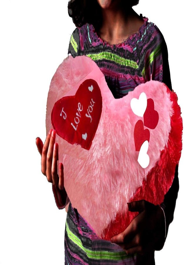 PICKKART Love Heart Shape Soft Plush Pillow, - Gift for Valentine Day Someone Special, Size : 37 cm X 30 cm (Pink) - Image 2